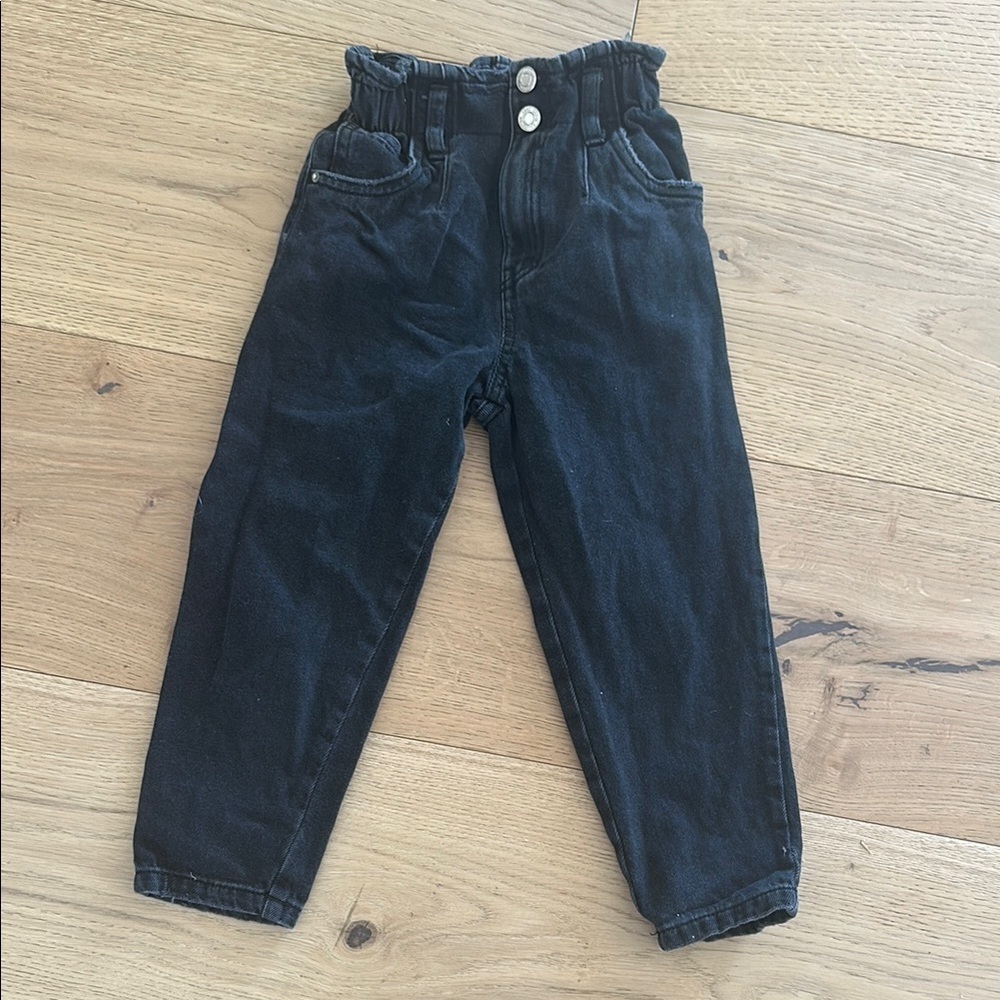 Zara girls Black Kids Denim Pants 6 high waisted
